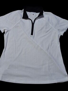 Talbots L quarter zip pickleball active preppy tennis golf pique polo shirt